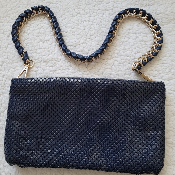 Whiting and Davis metal mesh purse . Navy color - Picture 2 of 6